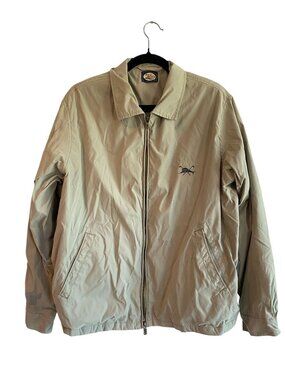 Tommy Bahama Mens Tan Khaki Full Zip Jacket Embroidered Marlin Fishing Logo